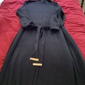 Calvin Klein Elegant Black Ribbed Dress